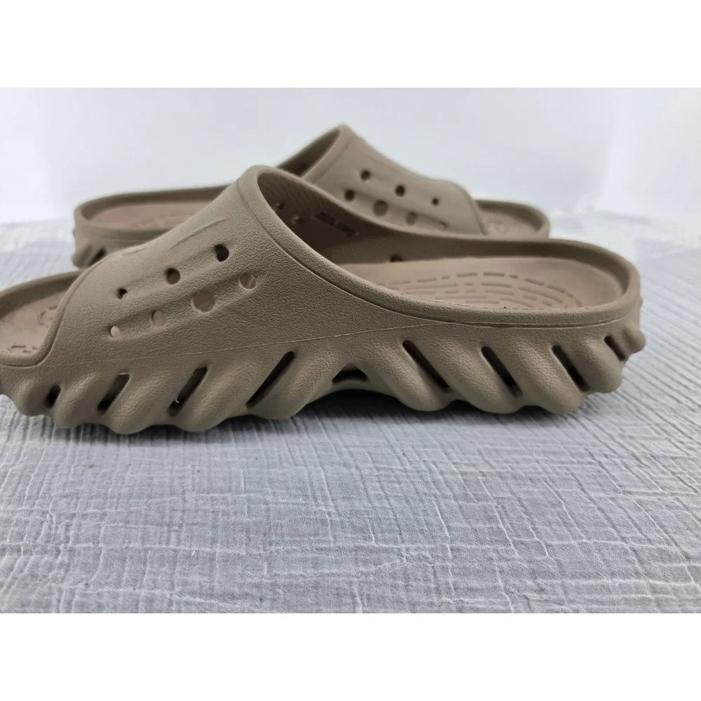 Crocs Echo Slide Khaki Tan Sandal Mens 9 Womens 11 208170-260 Comfort Mule